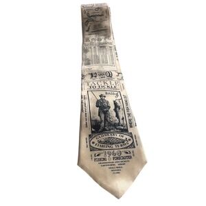Artifacts Museum Necktie Mens OS Cream Silk Vintage Fishing Knots Print